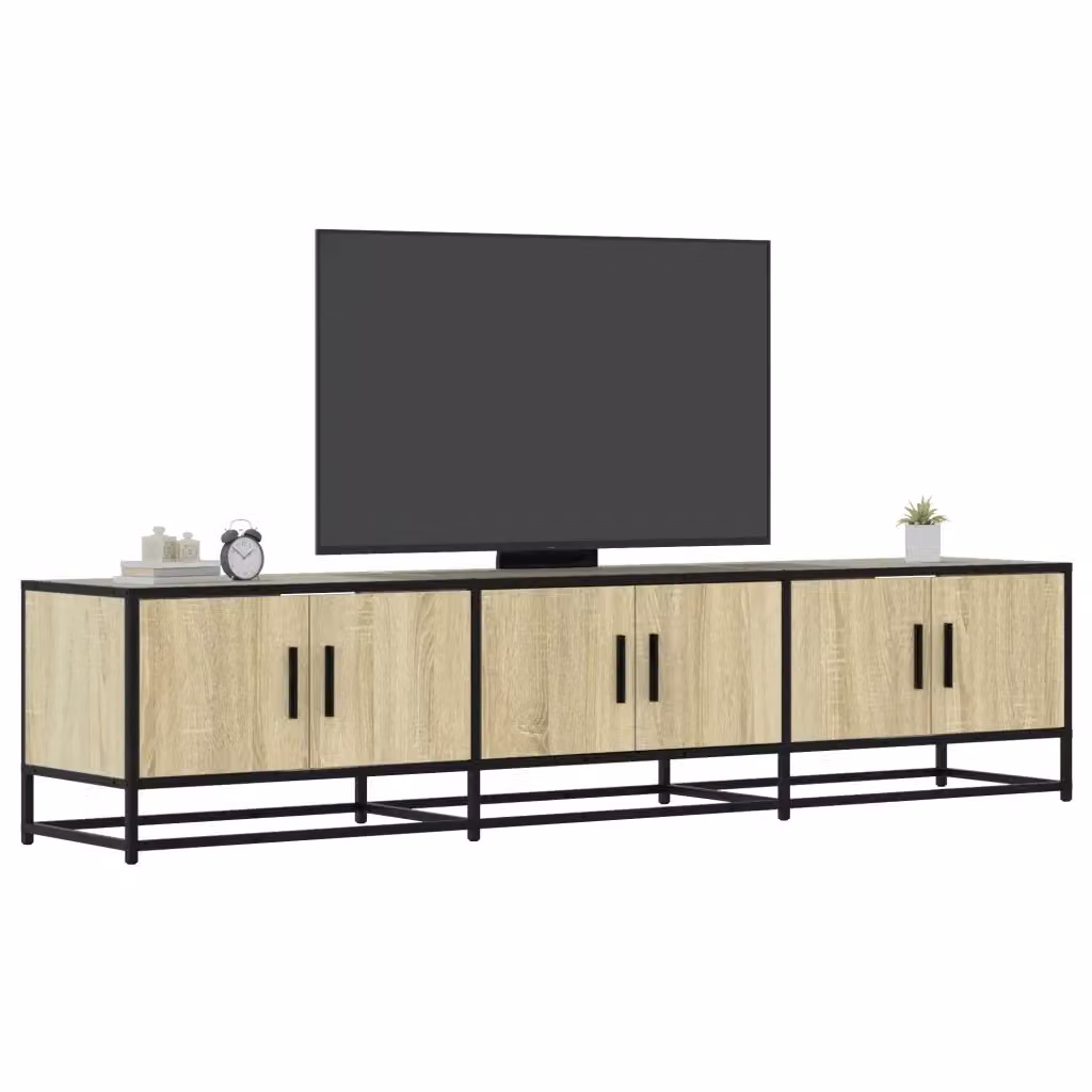 Mobile TV in stile industrial con vani porta media, colore marrone, L/P/H: 180 x 35 x 41 cm – 2