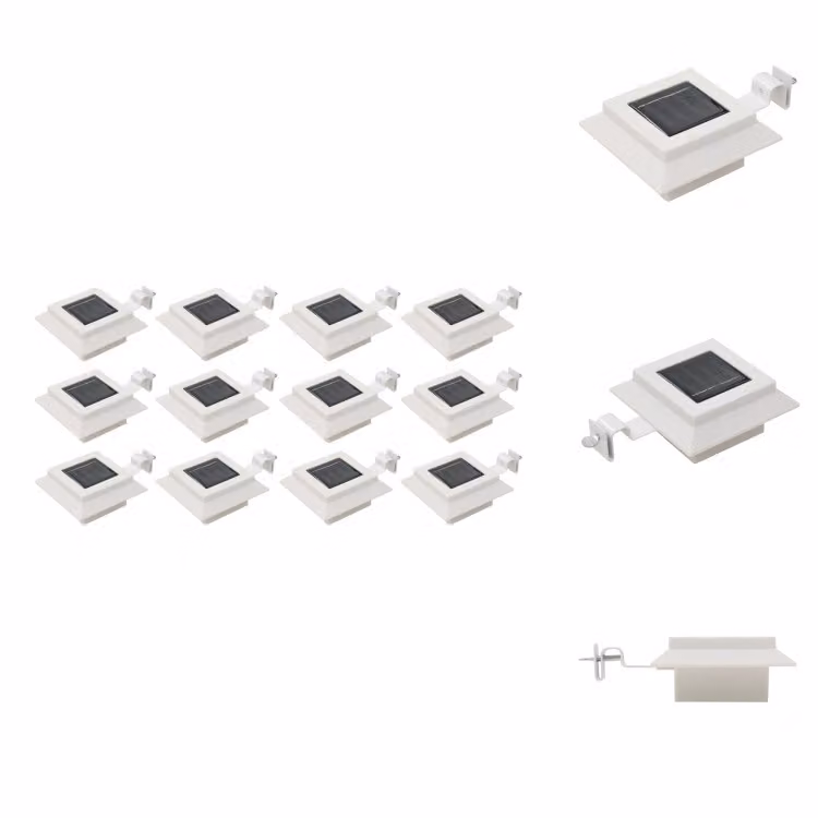 vidaXL Luci solari per esterni 12 pz. LED Rettangolare 12 cm Bianco - Illuminazione esterna