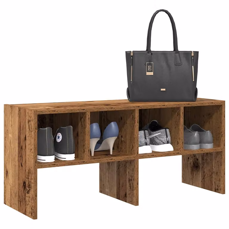 Scarpiera impilabile vidaXL in legno stile rustico marrone L: 89,5 cm, P: 30 cm, H: 40 cm