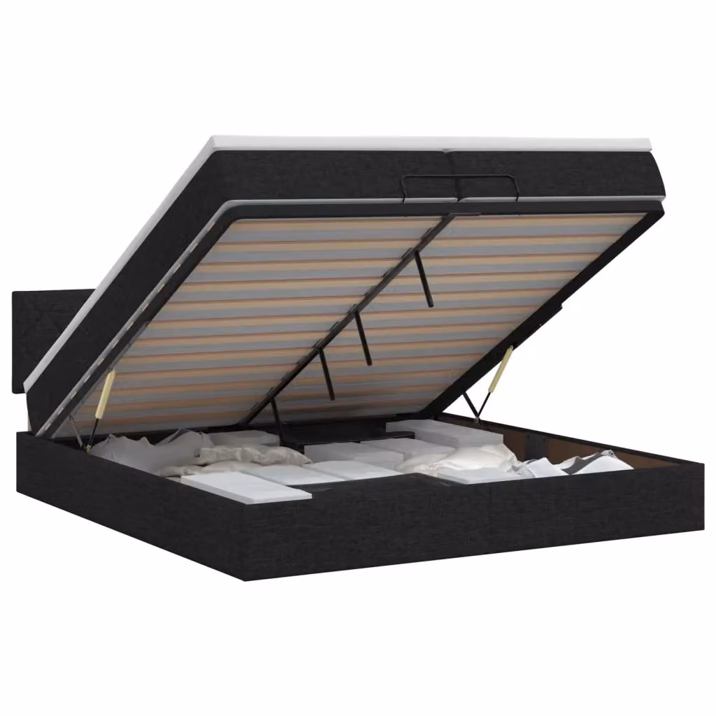 Letto ottomano moderno vidaXL con materasso ibrido e base a contenitore, colore nero, L/P/H: 200 x 200 x 140 cm – 2