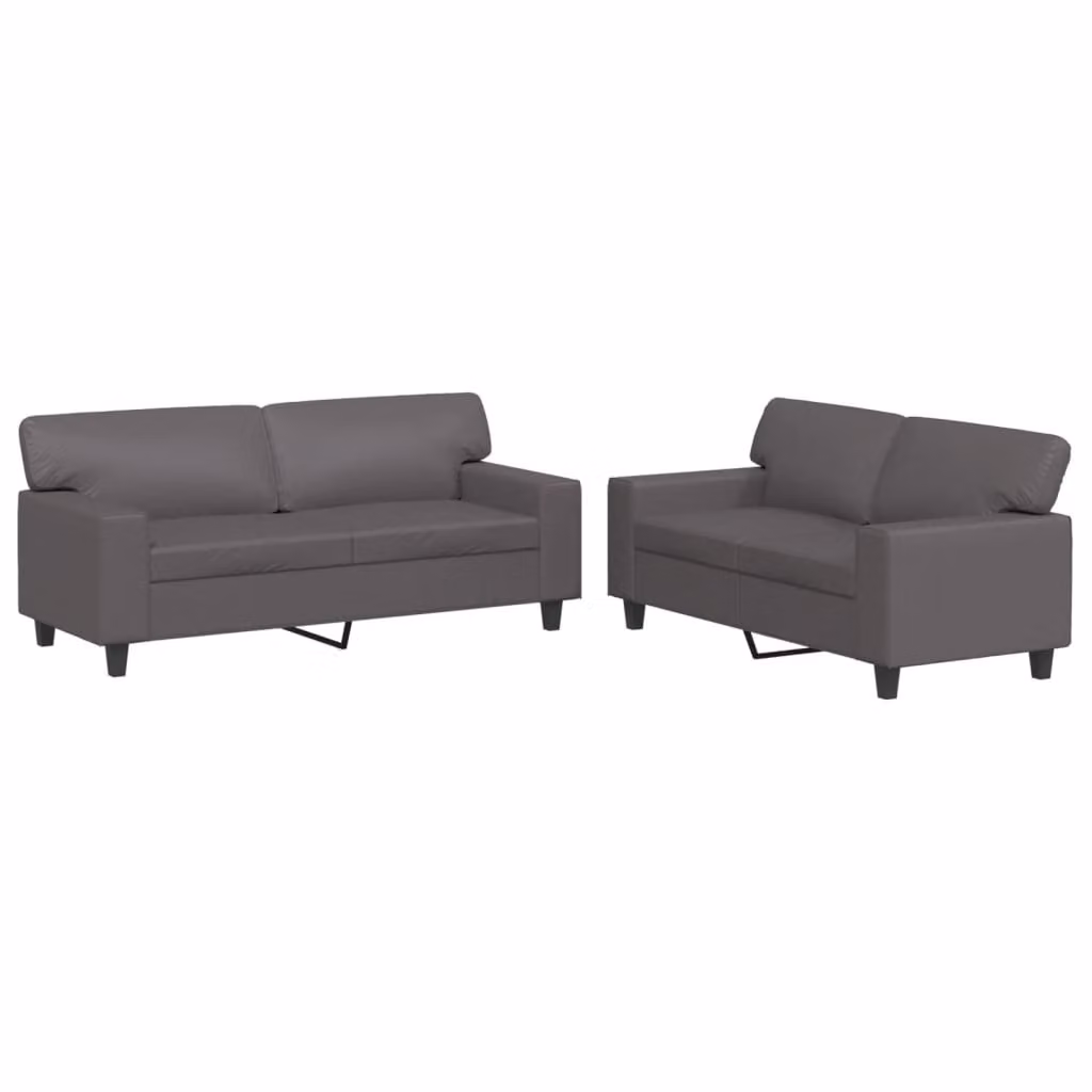 Set di Divani 2 pz Grigio in Pelle finta