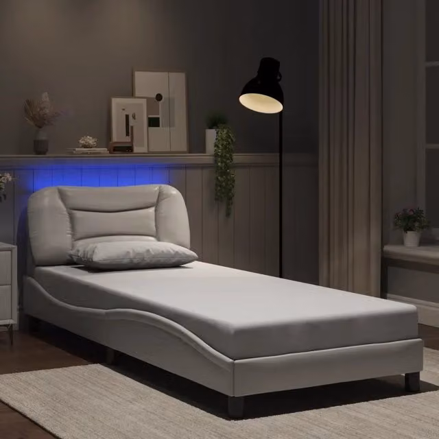 Letto con illuminazione LED e porta di ricarica USB Hvar di vidaXL, Bianco, 90x200 cm
