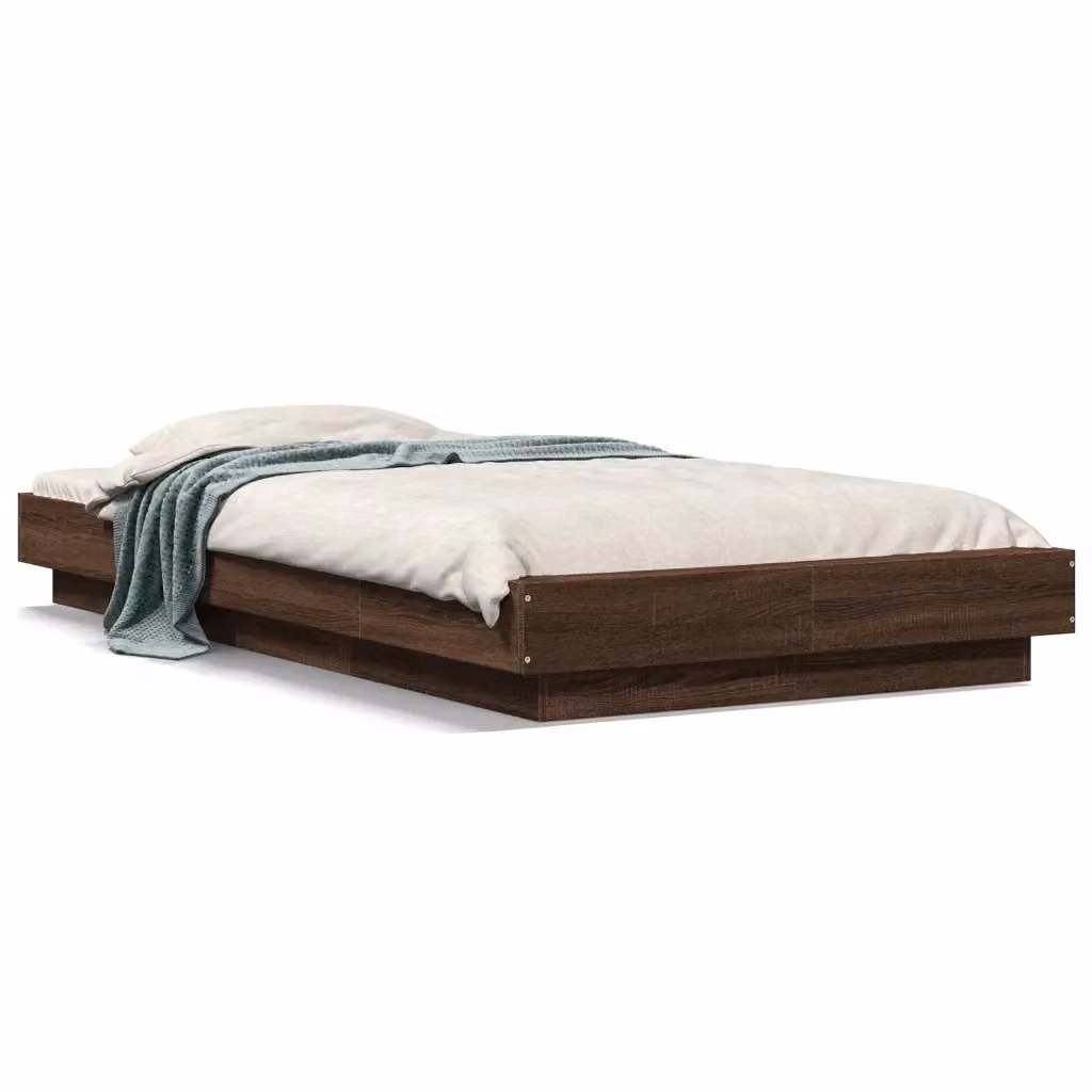 Letto con Luci LED e Porta USB vidaXL in Legno Rovere Marrone L: 190 cm, P: 75 cm – 2