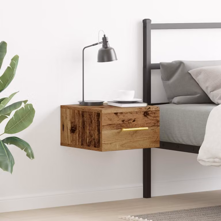 Mobiletto contenitore rustico in legno massello, con cassetto e ripiano