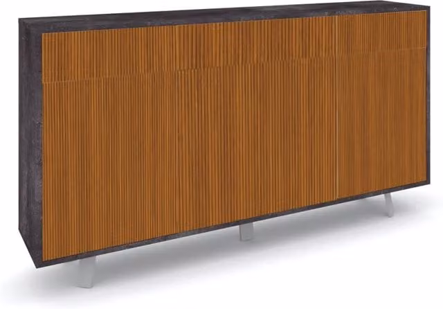 Mobile Soggiorno Madia 3 Ante 3 Cassetti 164x41x92 cm Ossido Nero e Rovere Dogato