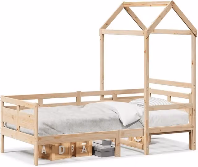 Letto singolo | Letto per adulti | Dormeuse con Tetto 80x200 cm in Legno Massello di Pino