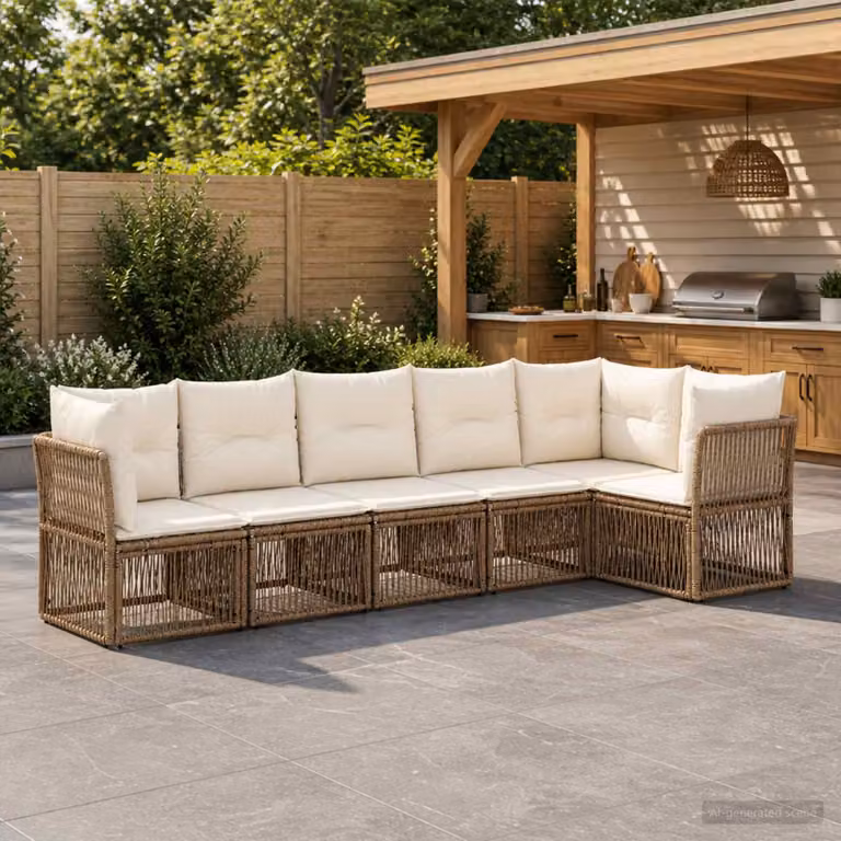 vidaXL Set Divano da Giardino 6 pz Beige polyrattan