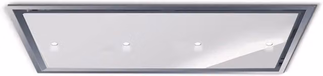 Cappa da incasso a soffitto Baraldi GEA FLAT in acciaio inox e vetro bianco con luce spot, aspirazione 800 m3/h, L: 120 cm, P: 60 cm, H: 60 cm – 1