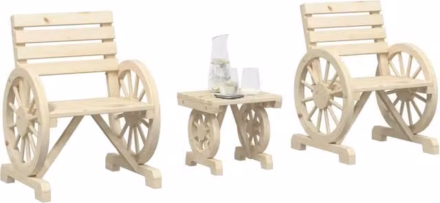Set Salotto da Giardino 3 pz vidaXL in Legno di Abete Naturale Marrone