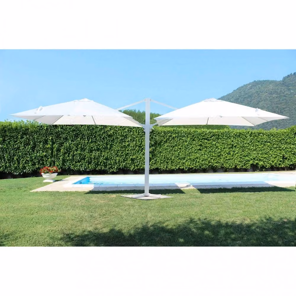 Ombrellone da Giardino Doppio Archimede GIORDANOSHOP in Alluminio Bianco con Telo in Poliestere Bianco L 300 x P 300 cm – 2