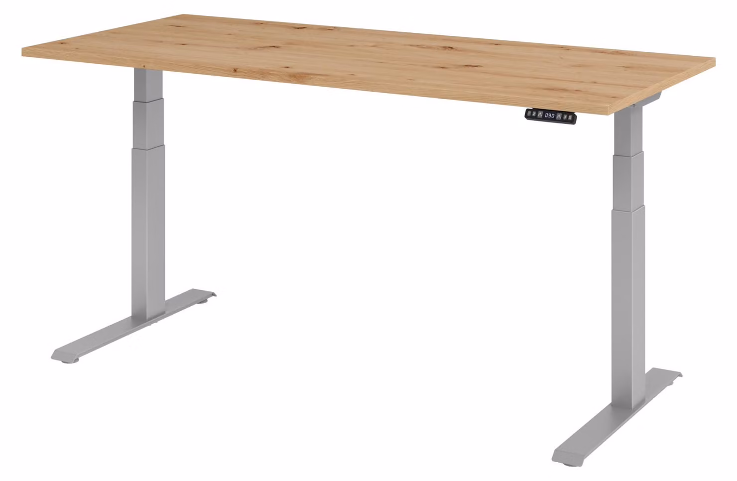 Scrivania regolabile in altezza XDKB | 2 motori | 120 - 180 cm | elettrica, dimensioni piano:180 x 80 cm, colore piano:rovere nodoso, colore struttura:argento