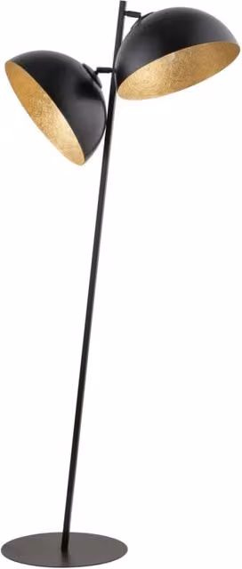 Lampada da terra inclinata bianca, 2 cupole nero-oro E27 Sigma