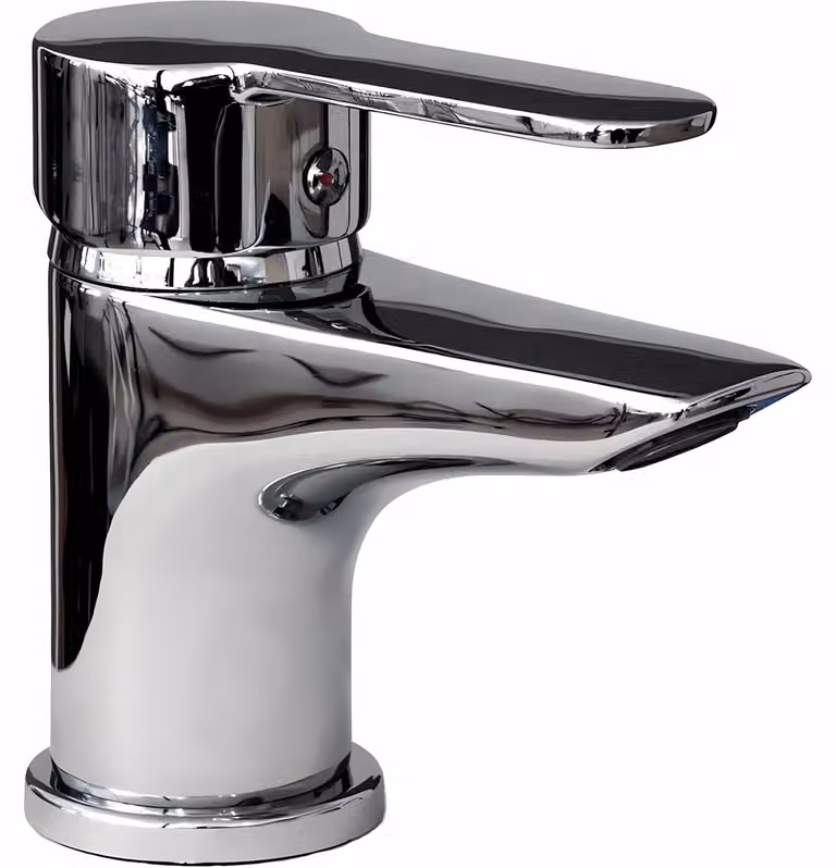 Miscelatore per lavabo, in ottone cromato, con cartuccia in Vetroceramica, completo di kit di collegamento
