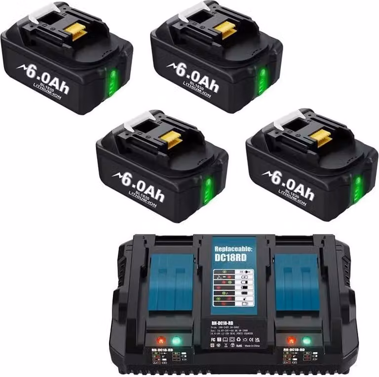 Batteria per utensili, 18V ricaricabile, capacità 6000mAh, set 3