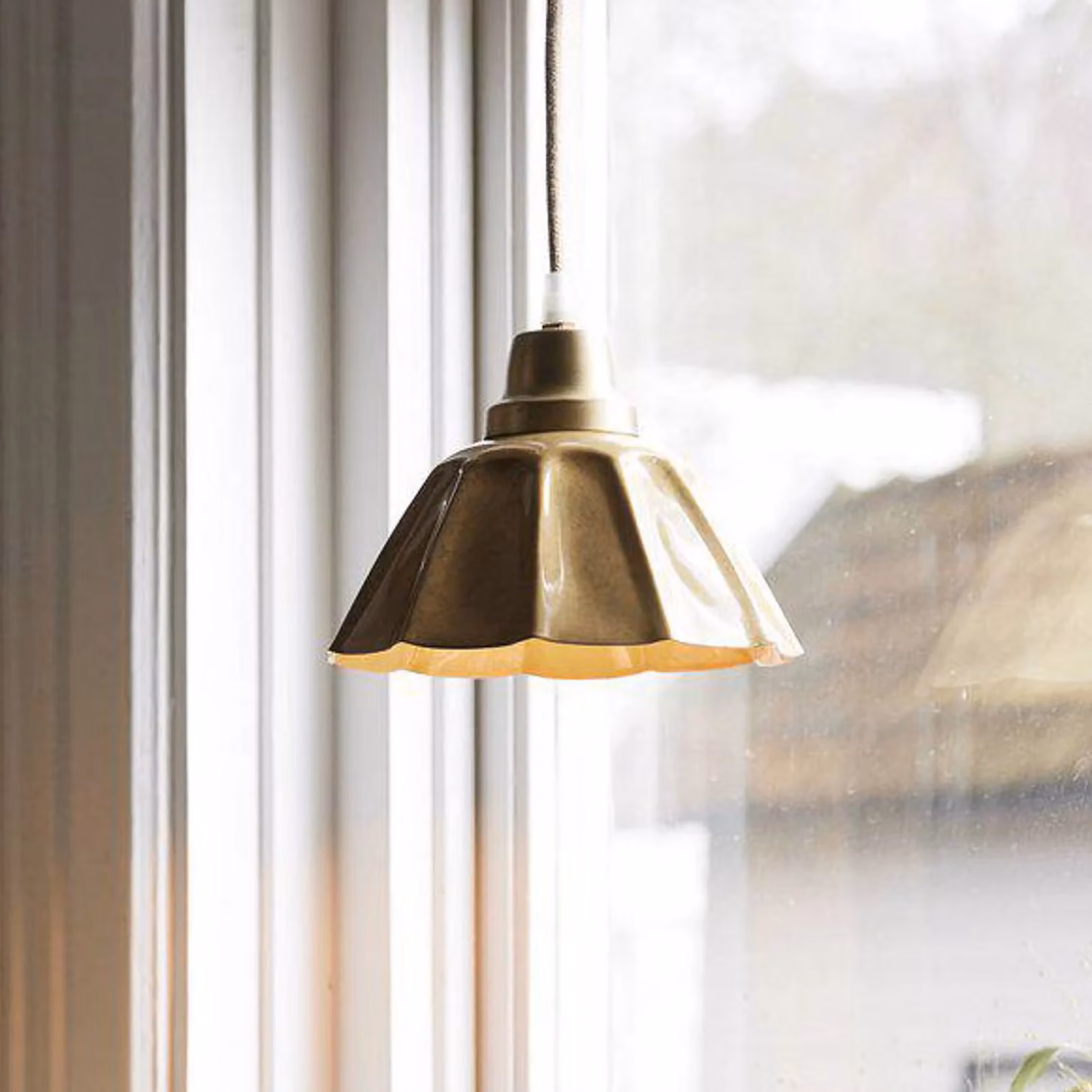 PR Home Lampada a sospensione Ester, gialla, Ø 17 cm, ferro, con spina Ester, Giallo / Arancione, Soggiorno / Sala da pranzo, Metallo, Vintage