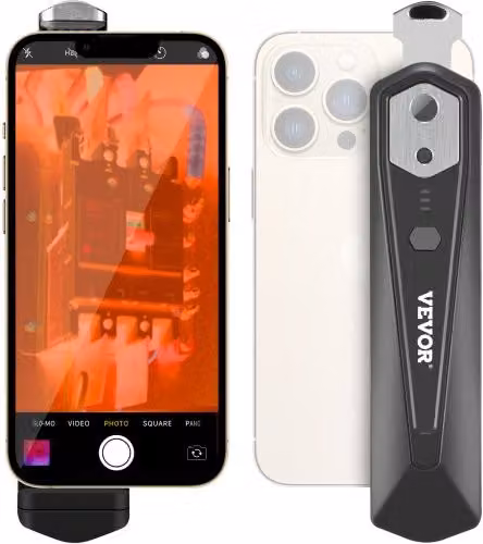 Termocamera a Infrarossi Wireless VEVOR con Risoluzione IR 256 x 192, WiFi e Videocamera, Compatibile con Android e iOS, Colore Nero