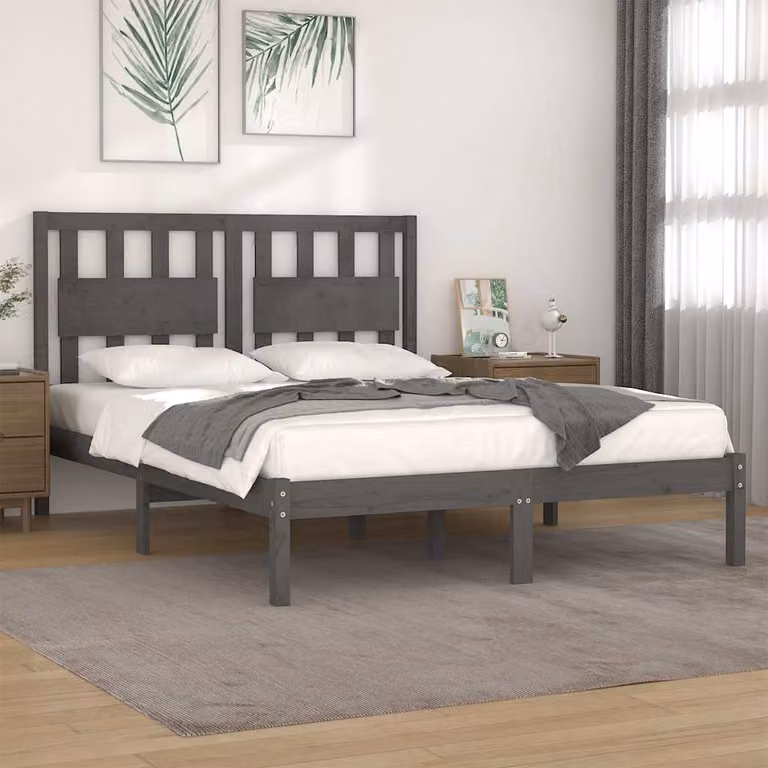 vidaXL Giroletto in Legno Massello di Pino Grigio 200 x 200 cm