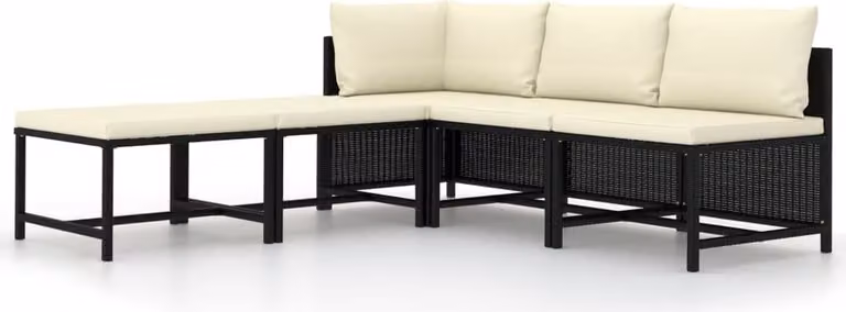 Maison Exclusive - Set da giardino composto da 5 pezzi con cuscini, in rattan sintetico nero