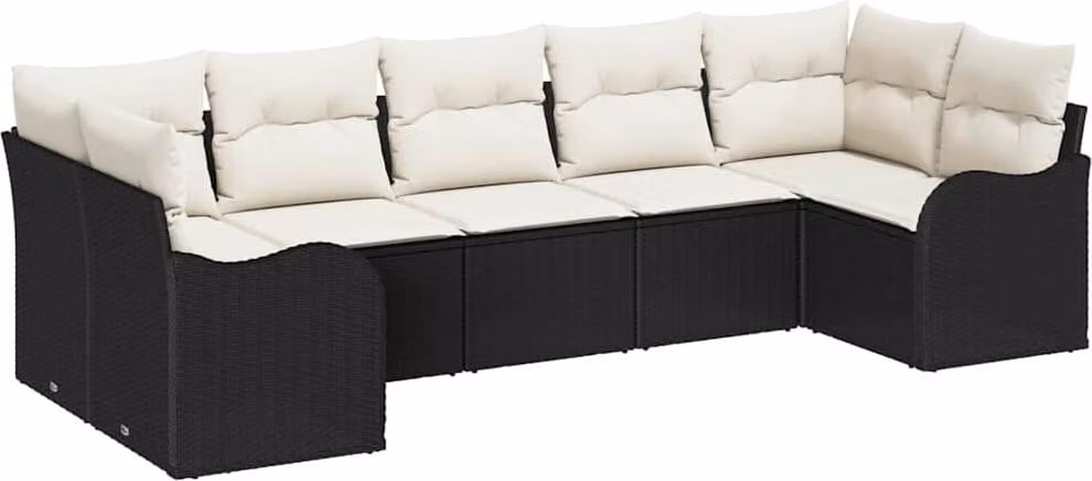 Set Divano da Giardino Nero polyrattan