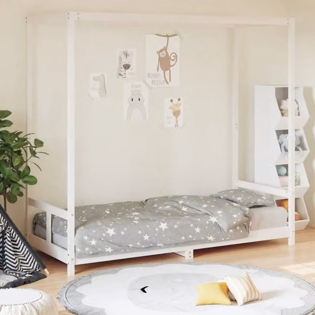 Letto a casetta per bambini vidaXL in legno di pino bianco L/P/H: 205.5 x 80 x 190 cm