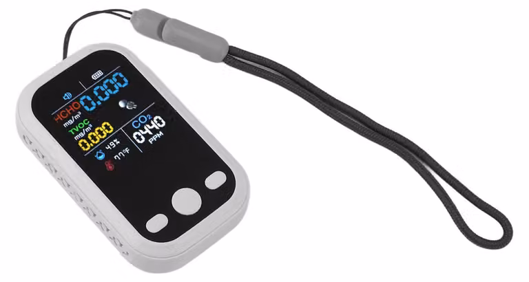Dispositivo di misurazione della qualità dell'aria 5-in-1, rilevatore di CO2, bianco, per ambienti interni