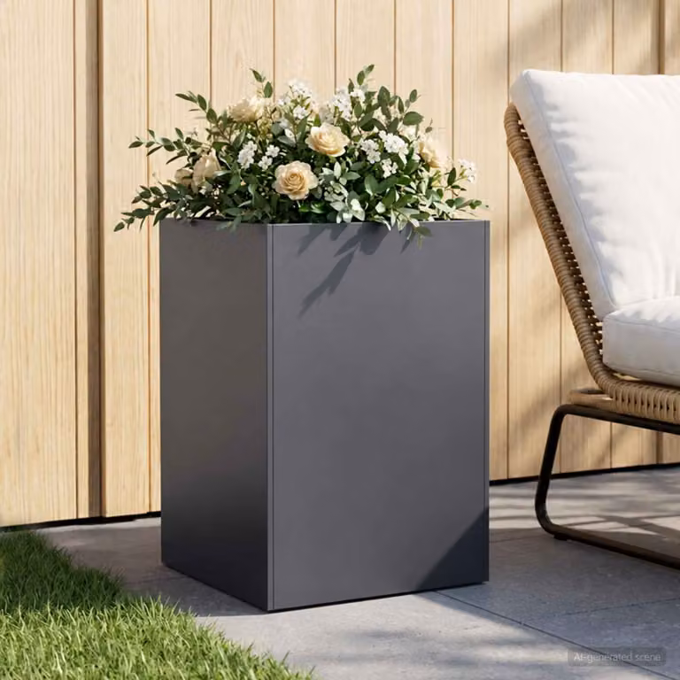 Vaso da giardino vidaXL in metallo colore antracite L/P/H: 50 x 50 x 75 cm