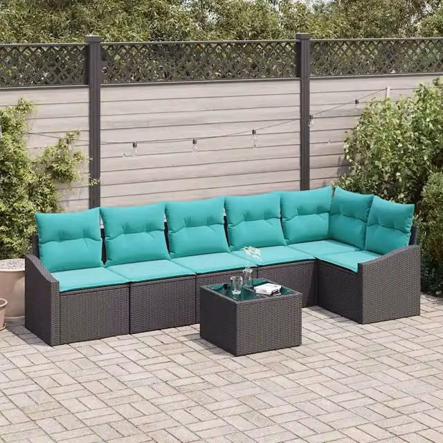 Set di divani 7 pz Nero polyrattan 3346756