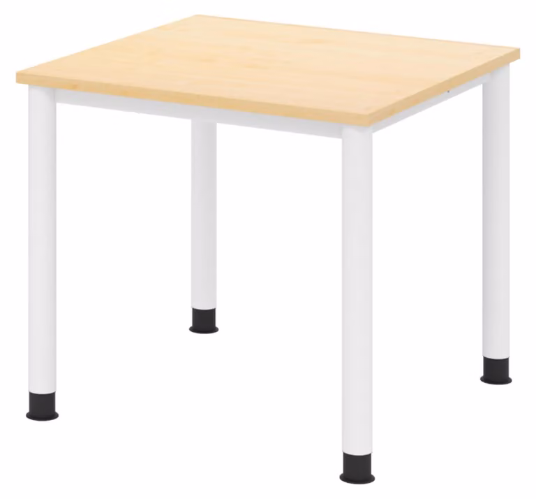 Scrivania bümö Serie H - Finitura: acero, Dimensioni: 80 x 80 cm, Struttura: bianca