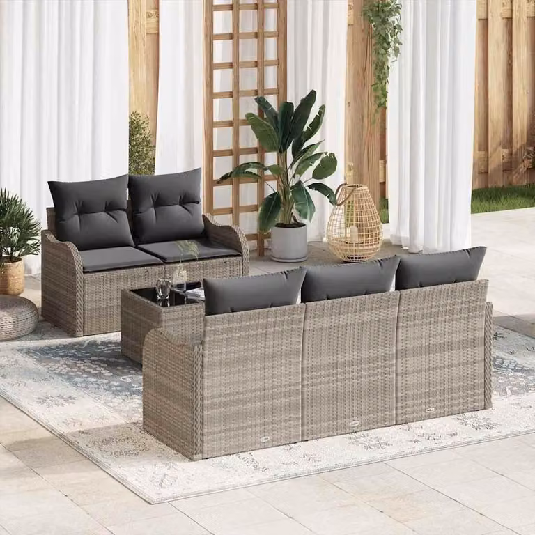 Maison Exclusive - Set Divano da Giardino Grigio chiaro polyrattan