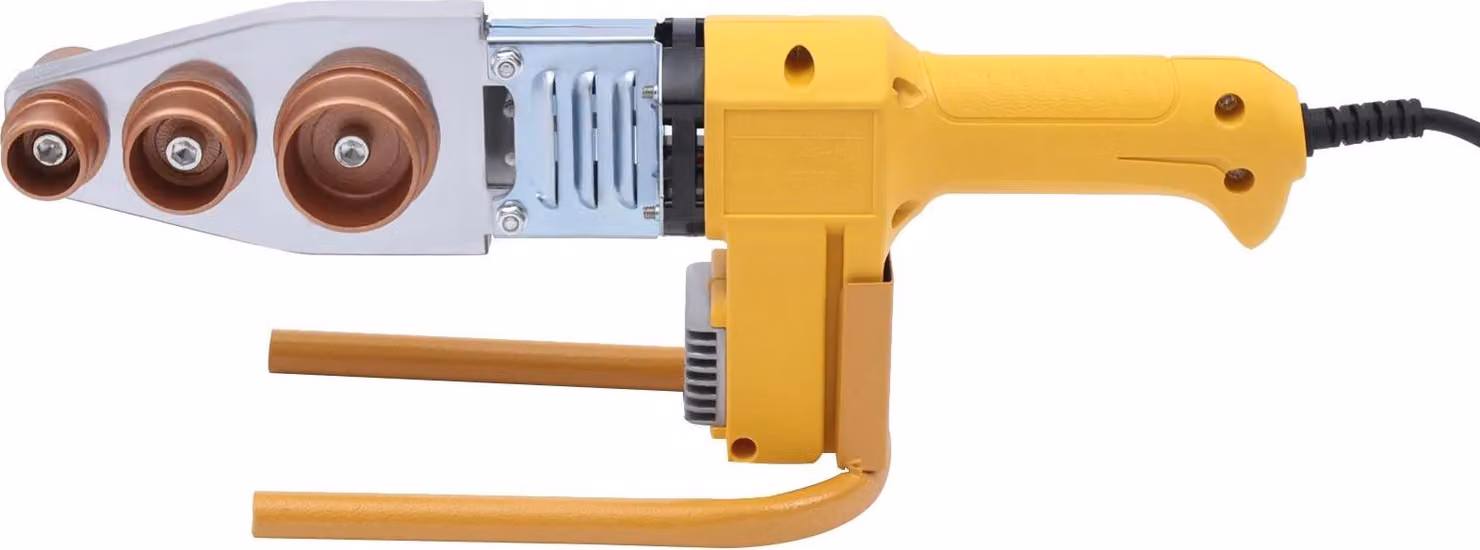 Saldatore a bussola per tubi in plastica, alimentazione di rete 220 V, 800 W, con 6 accessori e valigetta portautensili, giallo
