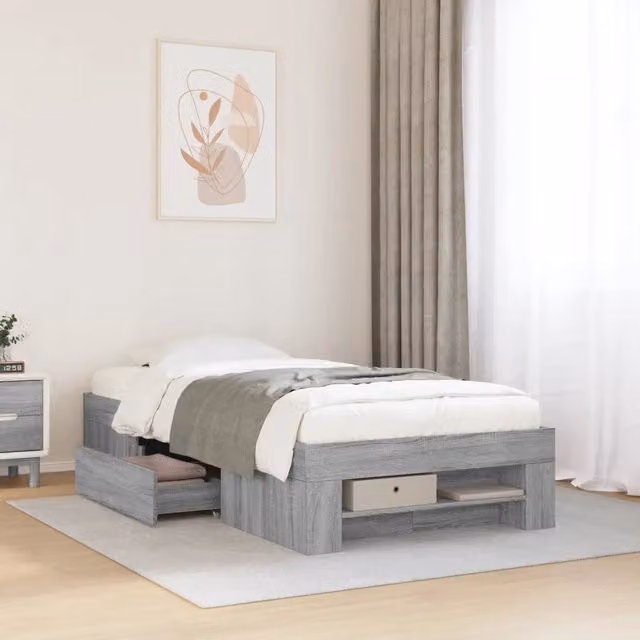 Letto Sonoma vidaXL Grigio in Legno Multistrato L: 75 cm, P: 190 cm, H: 33 cm