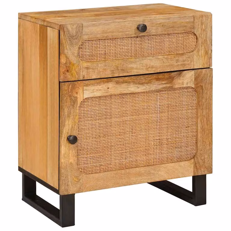 vidaXL Armadio da Notte in Legno di Mango Naturale L: 50 cm, P: 33 cm, H: 60 cm
