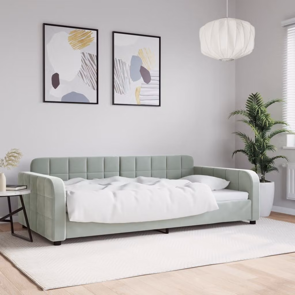 Letto da giorno vidaXL in velluto moderno, disponibile in grigio o verde, dimensioni 100 x 200 cm