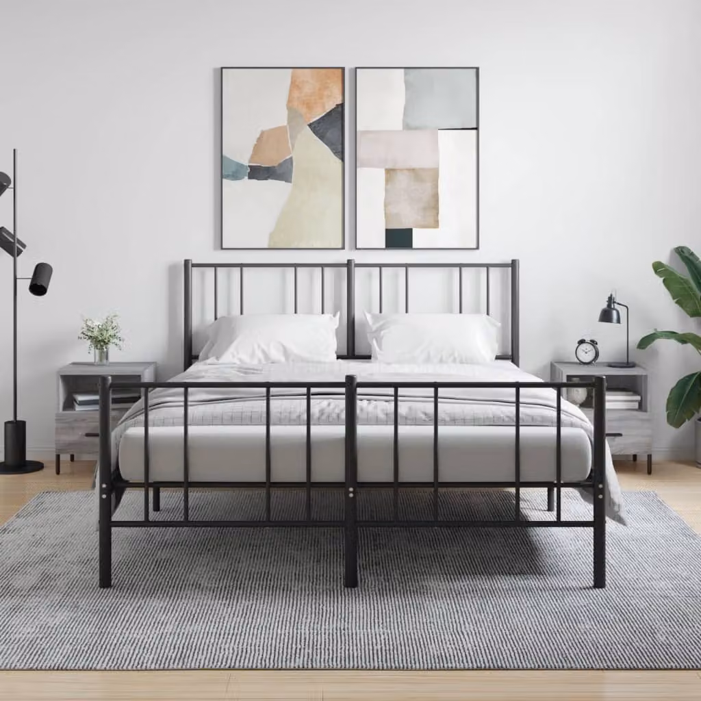 Set di 2 comodini vidaXL in legno multistrato e metallo, colore grigio, L 40 cm x P 35 cm x H 47,5 cm