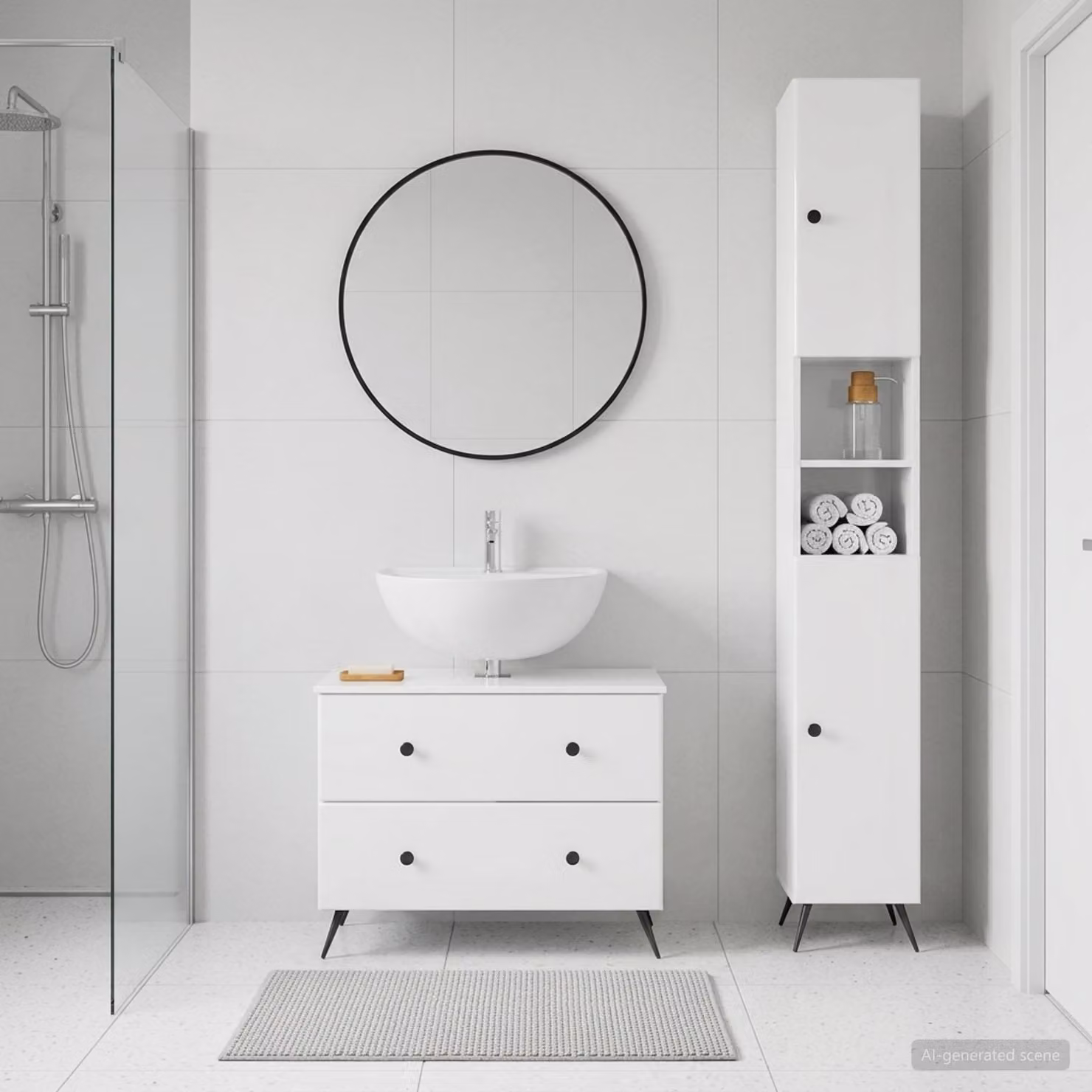 Set di mobili da bagno vidaXL BREDA composto da 2 pezzi, mobile lavabo e pensile, Bianco Lucido