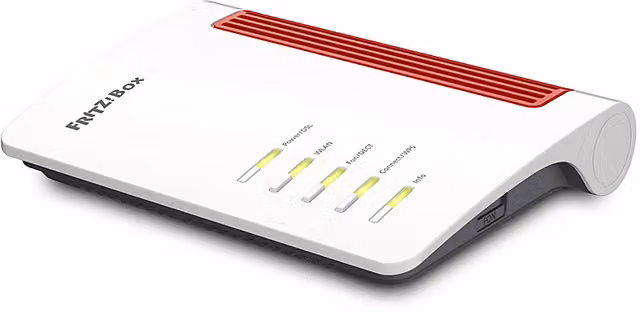 Modem Router AVM FRITZ! Box 7510 Single Band con WiFi 6, porte Ethernet/LAN e USB, Bianco e Rosso