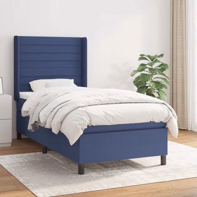 Letto Ibrido con Giroletto a Molle e Materasso vidaXL, Colore Blu e Bianco, L/P/H: 80 x 200 x 45 cm