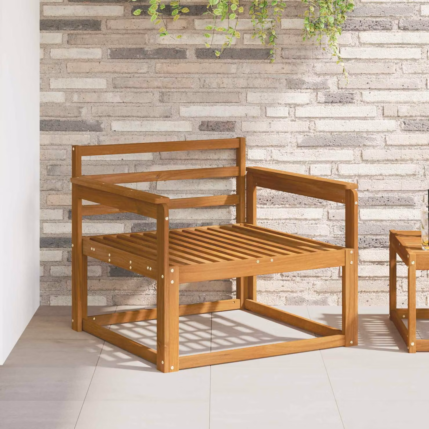 vidaXL Divano centrale per esterno in legno di acacia color marrone