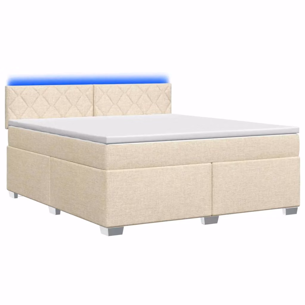 Letto con Box Spring, Materasso Ibrido e Illuminazione LED vidaXL, Colore Beige, L/P: 180 x 200 cm – 2