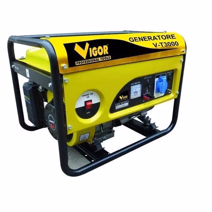Generatore di corrente a benzina Vigour V-T3000 4T da 2700 VA, motore a 4 tempi con serbatoio da 15 L, colore nero e giallo – 2