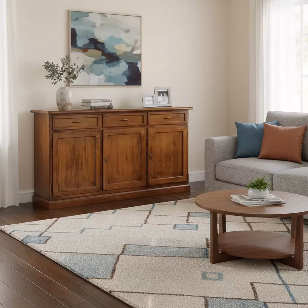 Madia credenza stile arte povera con 3 porte e 3 cassetti in noce bassano Mobili 2G L: 156 cm, P: 42 cm, H: 85 cm – 2