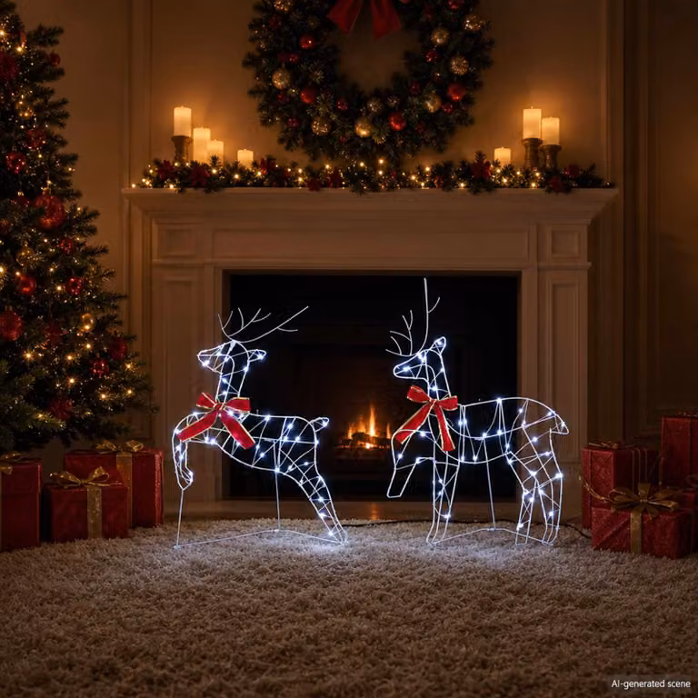 vidaXL Renna di Natale 6 pz 270 LED Bianco freddo