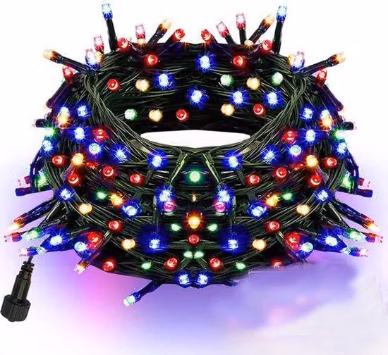 Ghirlanda luminosa natalizia, da incasso, impermeabile, cavo verde, con 8 livelli di luminosità, decorazione natalizia per interni, giardino ed esterni (colorata, 300 LED)