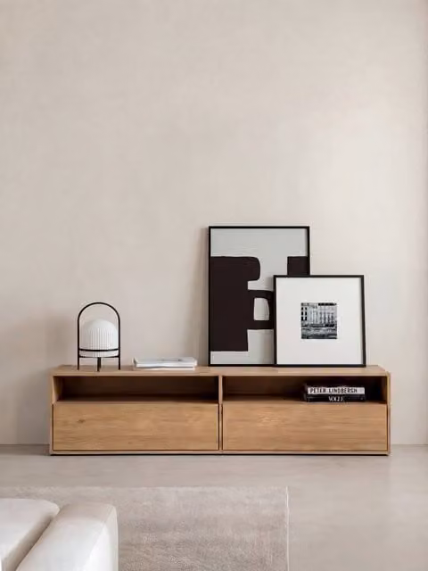 Mobile TV Hegas Kenay Home colore naturale beige e marrone con design moderno per il tuo soggiorno