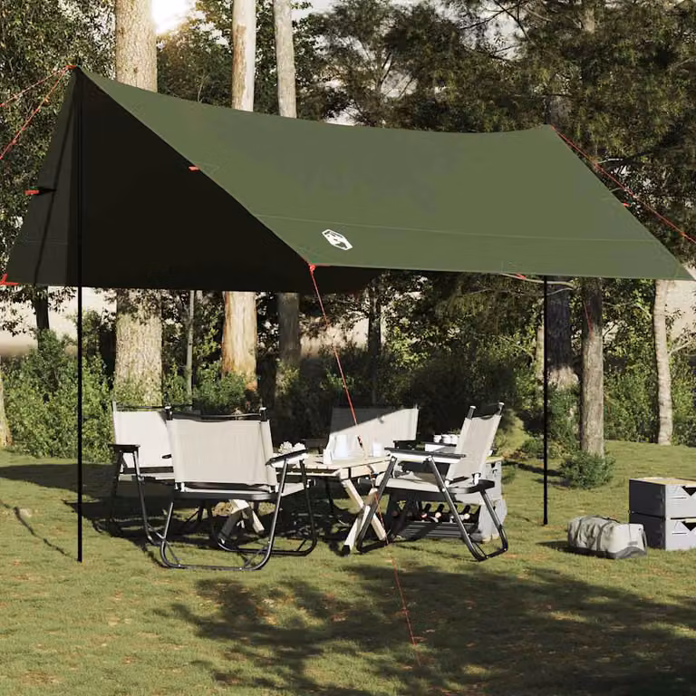 Telone da Campeggio Impermeabile vidaXL in Poliestere Verde Oliva L: 438 cm, P: 376 cm, H: 212 cm