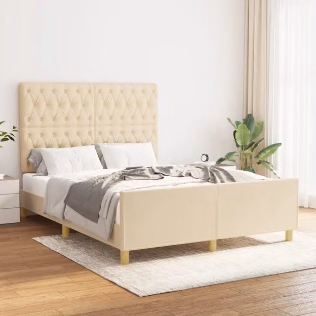 Giroletto senza Materasso-Struttura Letto Crema 140x200 cm in Tessuto 546293