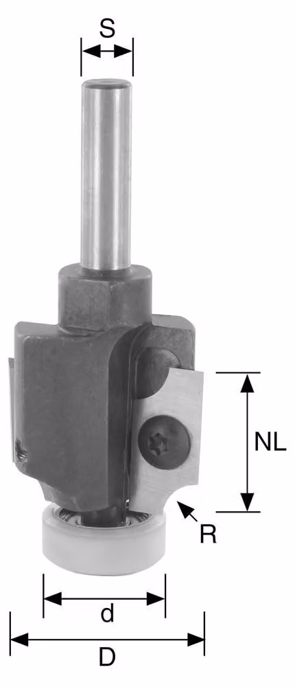 BRÜCK Fresa per arrotondare/fresa a quarto di cerchio tipo 393 D=26 mm, NL=19,5 mm, S=8x30 mm - R=2 mm | 3930203