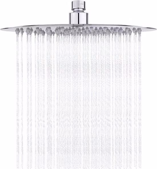 Doccia a pioggia RVS - Doccia a pioggia rotonda da 25 cm, universale, attacco rubinetto da 1/2 pollice, ruotabile a 360 gradi, inclinabile di 30 gradi, facile da installare e pulire