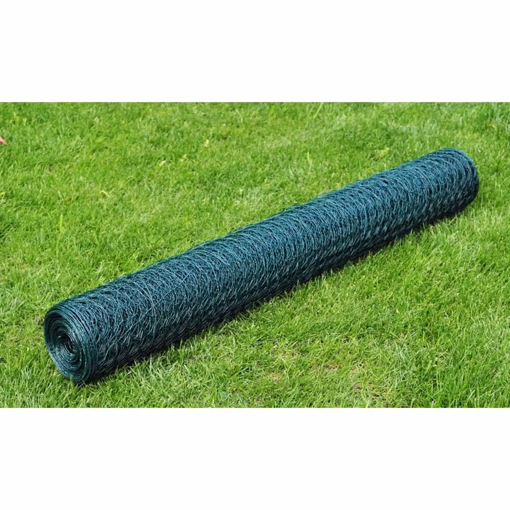 vidaXL Recinzione in Rete per Pollaio in Acciaio Rivestita in PVC Verde 25x1 m