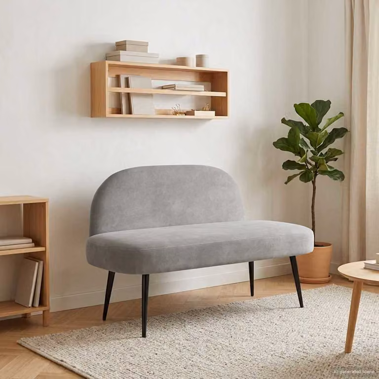 Panchina imbottita con schienale vidaXL in tessuto grigio, L: 110 cm, P: 60 cm, H: 76 cm